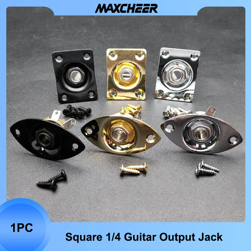 2Pcs Square Style Plate Guitar Bass 1/4 Output Input Jack Socket for Electric Guitar Black Gold Chrome Gutiar Parts 10 sets washing machine guitar nut spacers washers electric parts alloy input socket