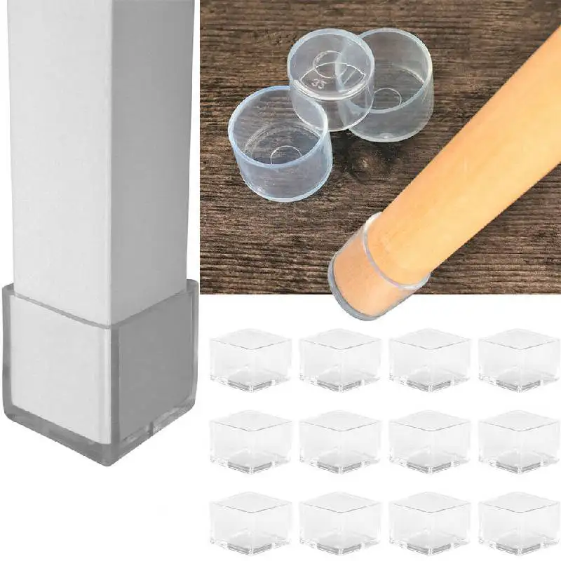 4pcs Chair Leg Caps Floor Protectors Round Square Rubber Table Feet