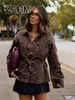 Leopard Print Jackets Women Casual Lapel Big Pockets Belt Coats Female 2025 Spring High Street Lady Outwears 4