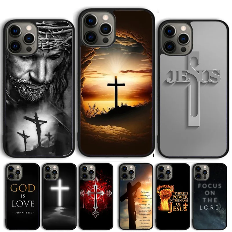 Confezione Da 2 Custodie Per IPhone 15 Pro Max Con Croce E Versetti Della Bibbia - Cover Morbida Antiurto, Fede Cristiana, Donna/Uomo