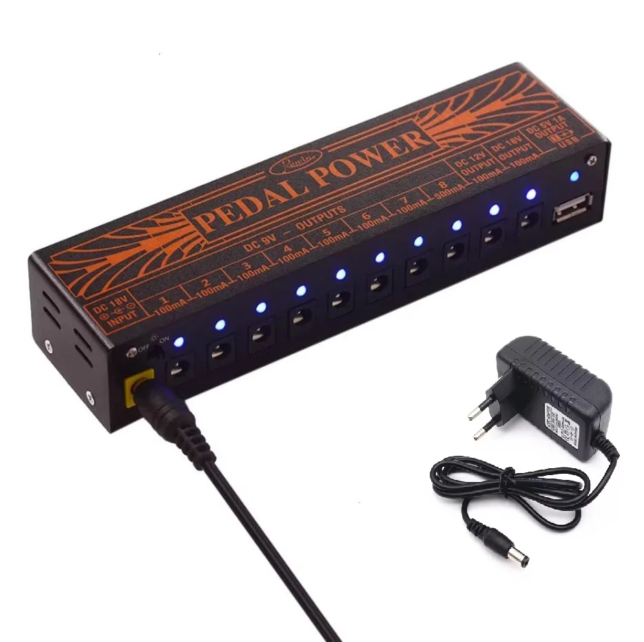 Rowin Pedal Power Supply Adapter US EU AU UK Plug 18V 1A Power-supply Adapter Guitar Pedal Source Accessory Guitar Tool