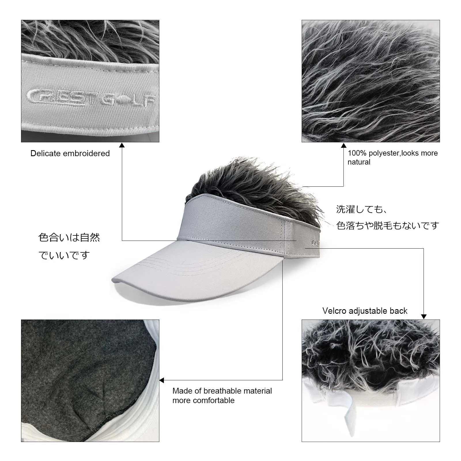 Golf Men's Hair Hats Visor with Hair Fake Hat Embroidered Ultra Adjustable Baseball Cap