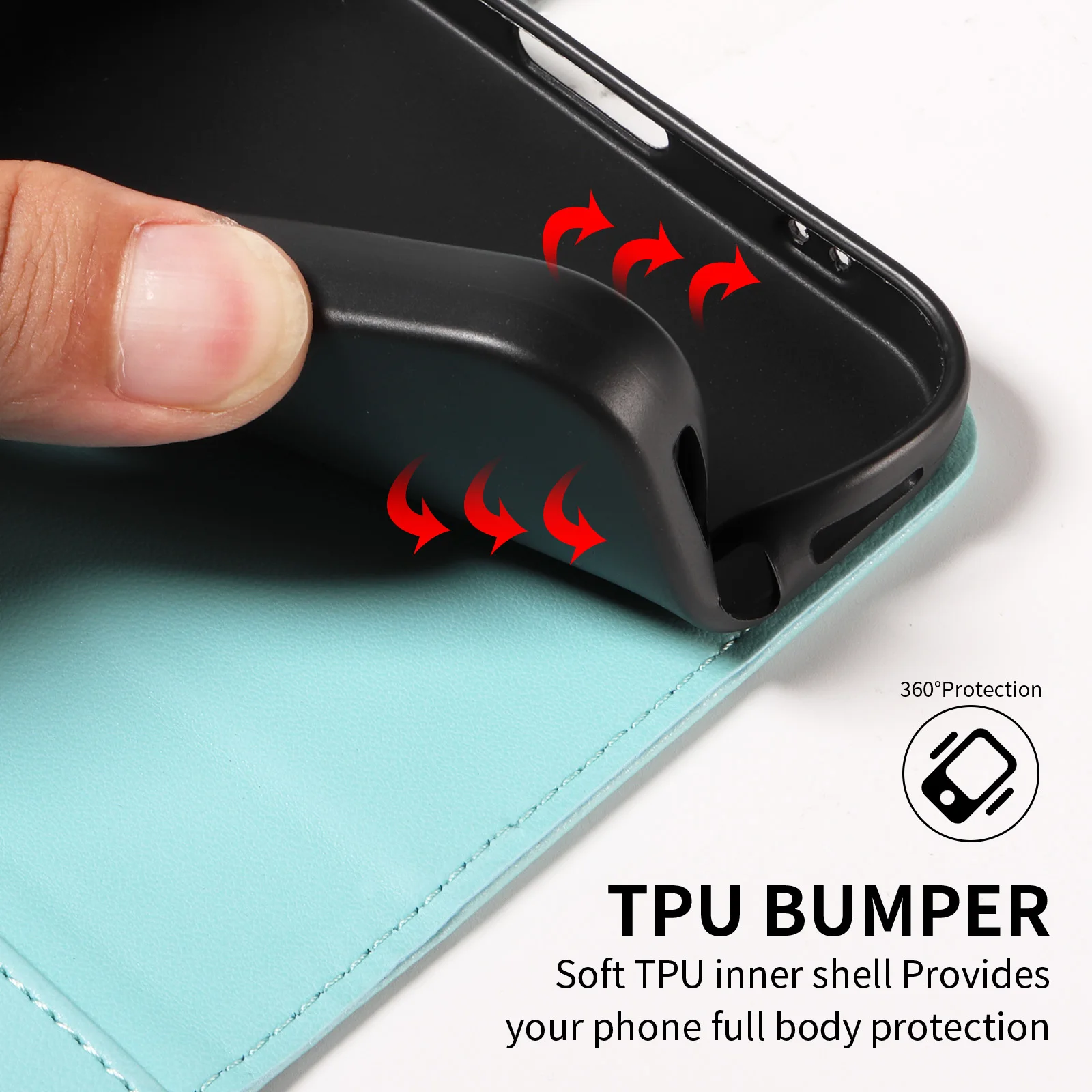 Wallet-Style Flip Phone Case with Multiple Card Slots and Faux Leather Cover