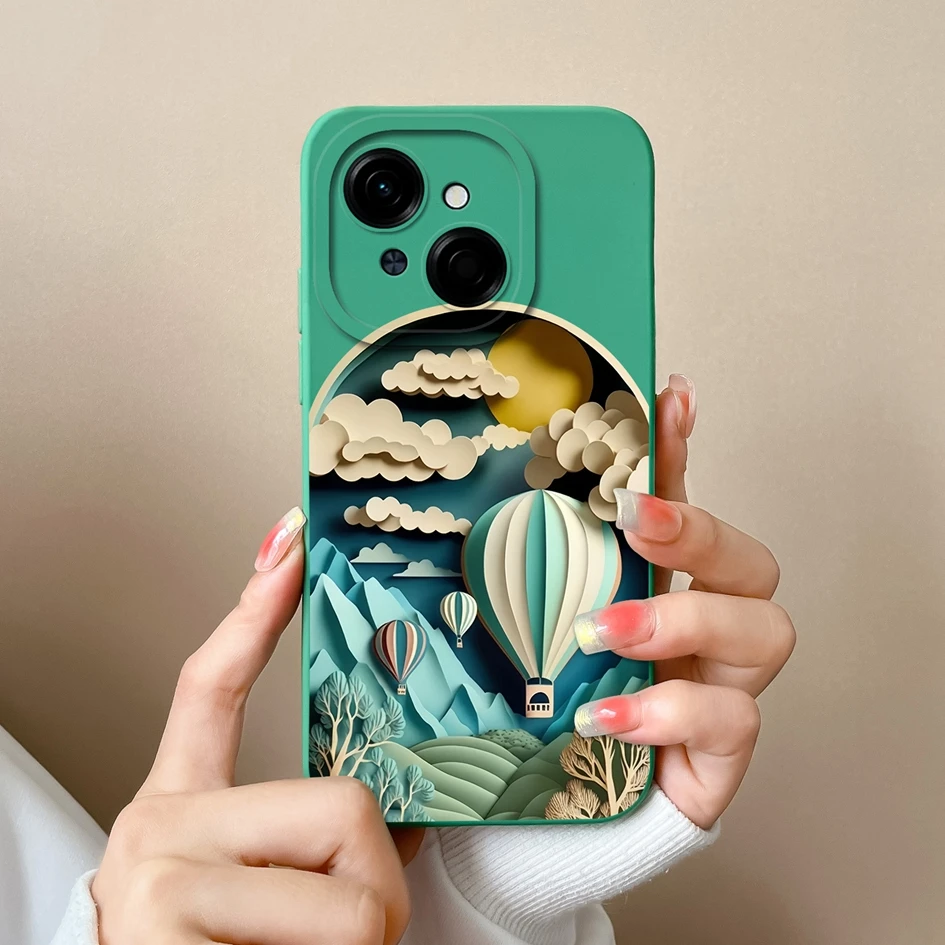 Colorful Pattern Liquid Silicone Case with Lens Protection