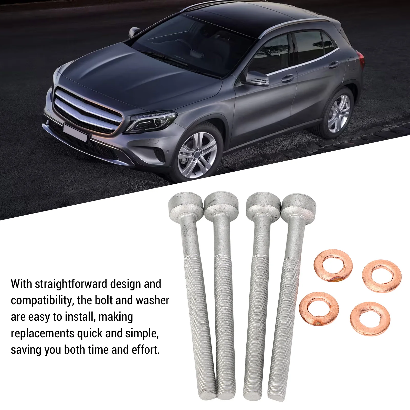 A6110170060  Fit Robust Metal Heatproof Injector Bolt and Washer for Vehicle Replacement for OM651 Series Derve Engines