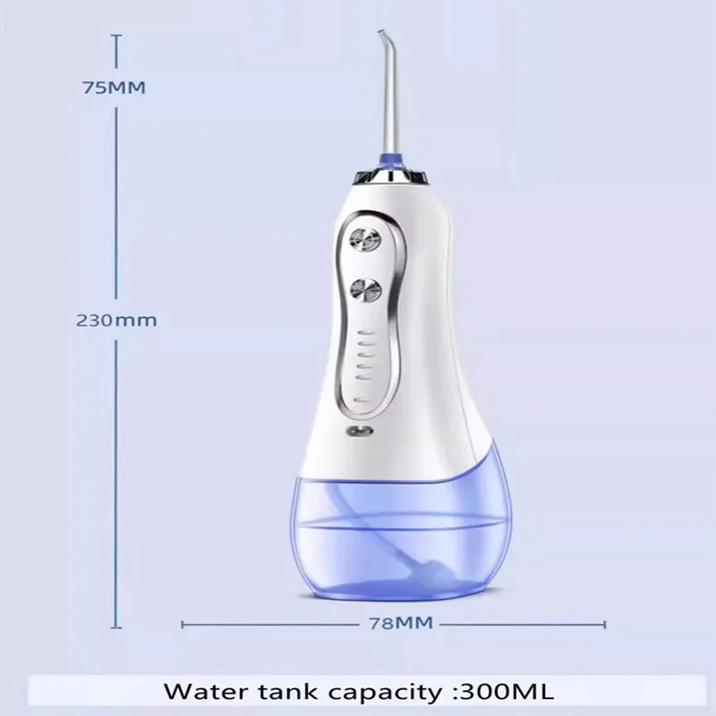 1 대/갑 치과 무선 구강 세정기 USB 충전 포트 5V 1A 초장기 대기 시간 300ML 물 용량