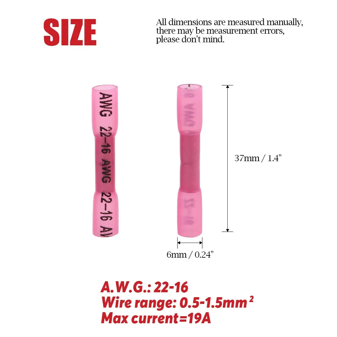 100/500/1000PCS 22-16 AWG elettrico termoretraibile terminali crimpare rosso impermeabile isolato filo di tenuta connettori assortimento