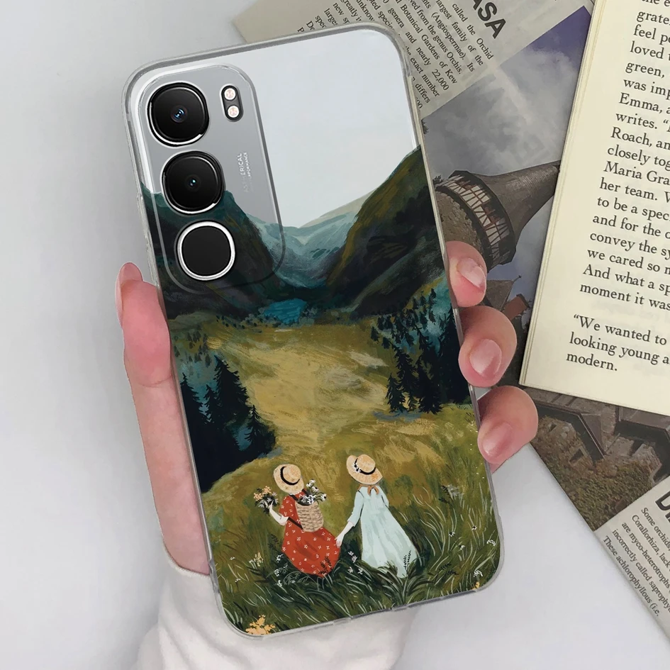 Floral Pattern Clear Silicone Anti-Slip Protective Ultra-Thin Phone Case