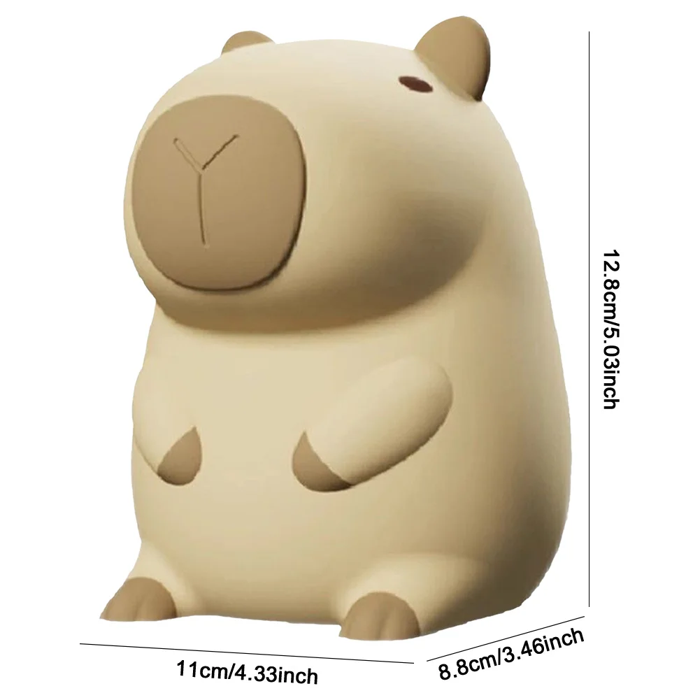 Capybara Night Light Cute Touch Lamp 2 Gear Silicone Sleeping Light USB Charging Dimmable Bedside Lamp for Home Bedroom Decor