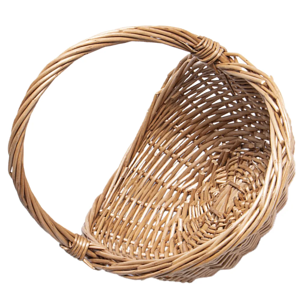 Wicker Picnic Basket Handle Empty Gift Basket Fill Open Top Market Harvest Baskets Garden Fruit Candy Wine Egg Gathering 2