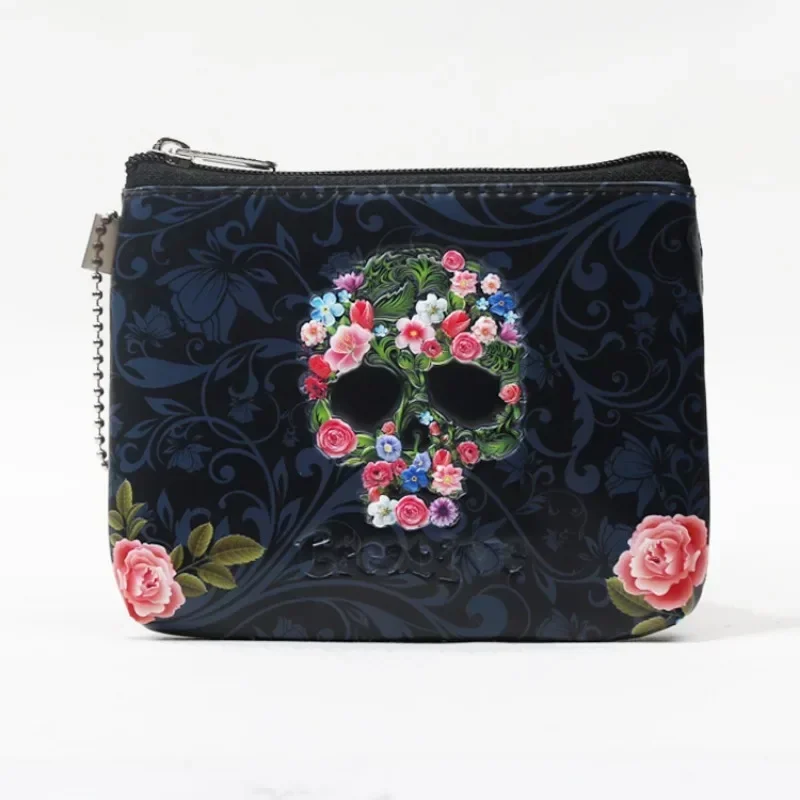 Rose Skull Coin Purse 1pc 12*10cm Mini Wallet Portable PU Non-woven Fabric Women Keys ID Credit Cards Holder Bag Organizer Case coin purse coin wallet