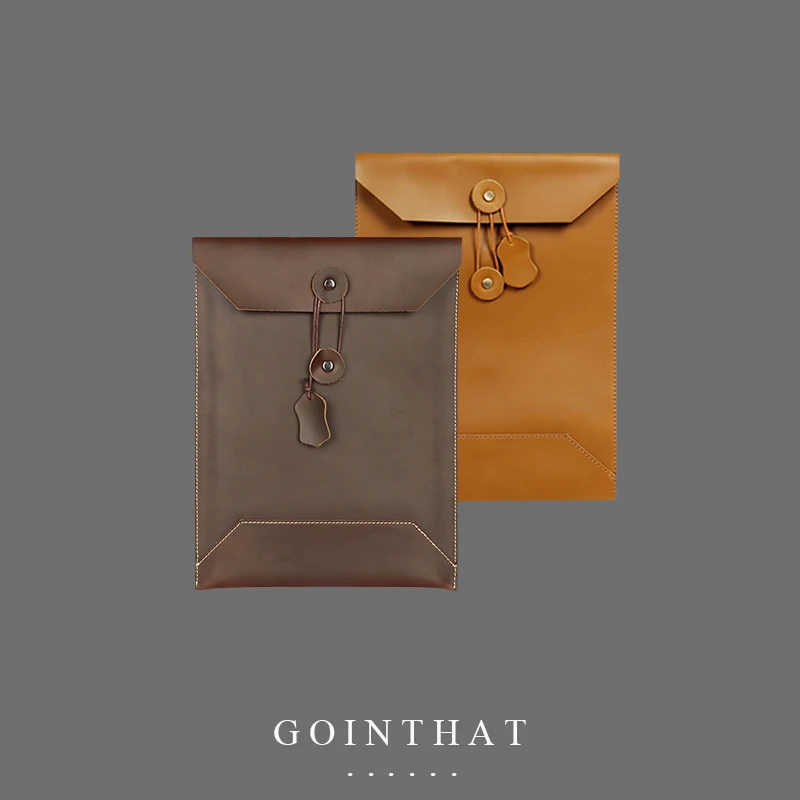 Genuine Leather A4 File Holder Organizer Document Bag Business Briefcase Laptop Sleeve Case Cover For Macbook Air Ipad Notebook