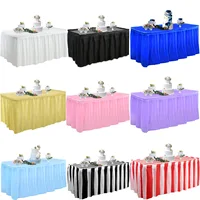 Disposable Table Skirt & Tablecloth Plastic Table Cover Decoration Birthday Party Wedding Festival Round Rectangular Tables 1