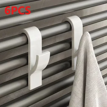 2/6 pièces salle de bain douche porte-serviettes cintre chauffé radiateur Rail crochets Clips supports de rangement vêtements écharpe cintre crochets 1