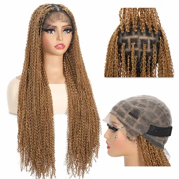Full Lace Wigs for Black Women Long Curly Braid Wig Synthetic Hair Color 27# 613# Synthetic Wig Women Daily Use with Baby Hair