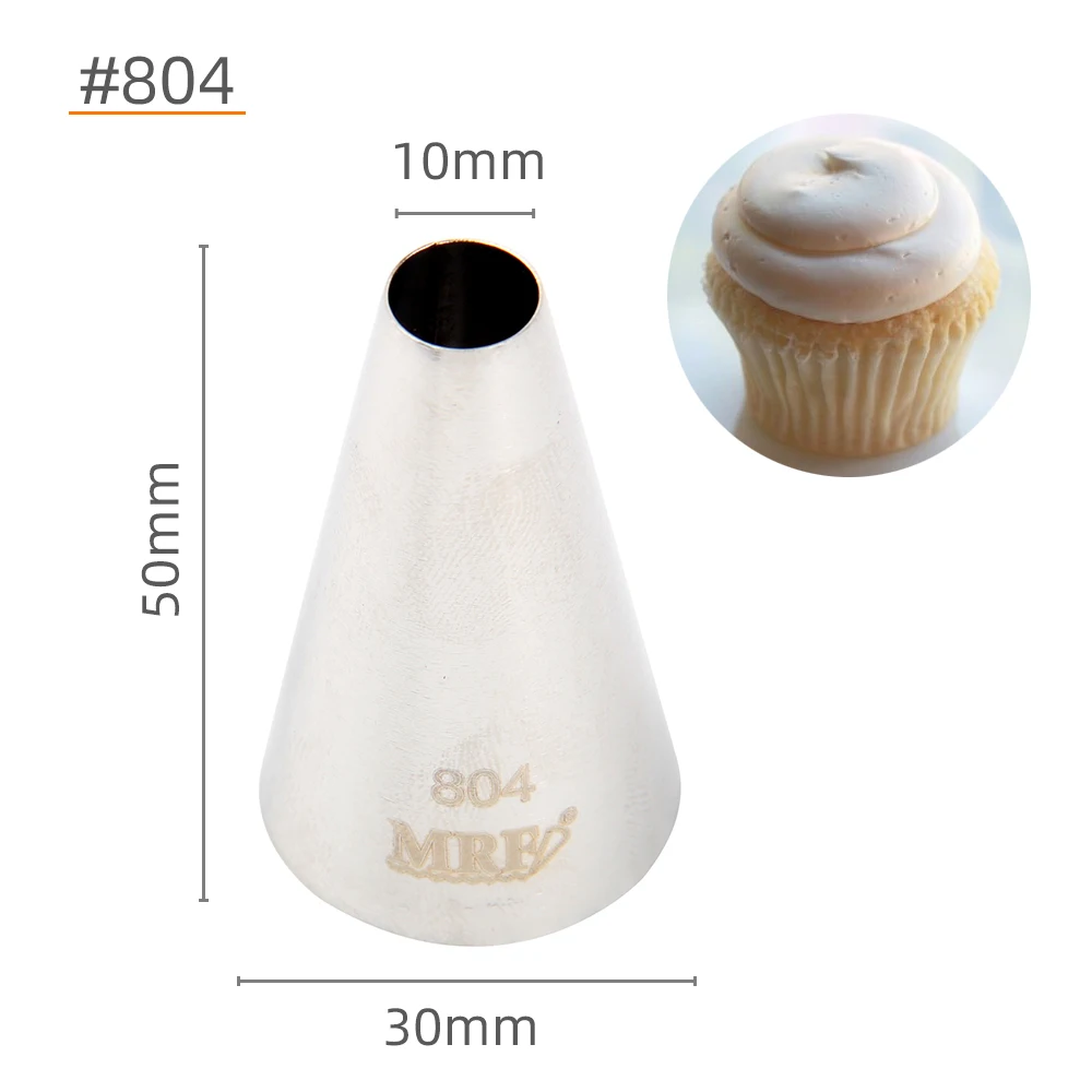 

(20pcs/Lot) Free Shipping MRF Stainless Steel 18/8 Cake Decorating Cheese Sauce 10MM Top Round Icing Nozzle #804