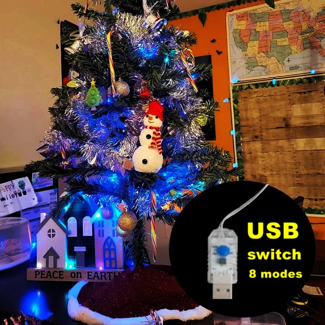 Светодиодные гирлянды из серебряной проволоки с питанием от USB, светодиодные гирлянды, уличные водонепроницаемые гирлянды для рождественской вечеринки, свадьбы, украшения своими руками 4