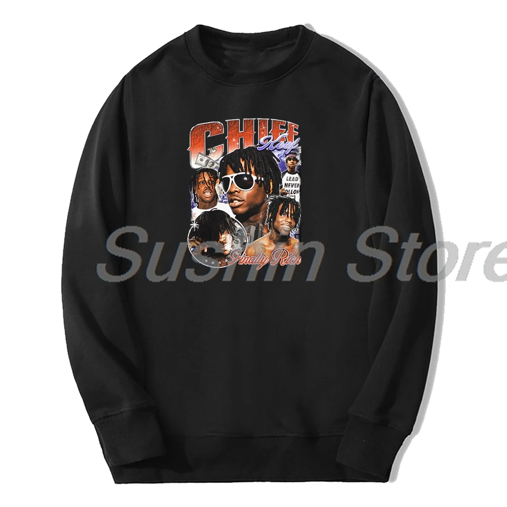 

Винтажный Графический Свитшот Chief Keef с круглым вырезом и длинным рукавом, уличная одежда для женщин и мужчин, одежда в стиле хип-хоп