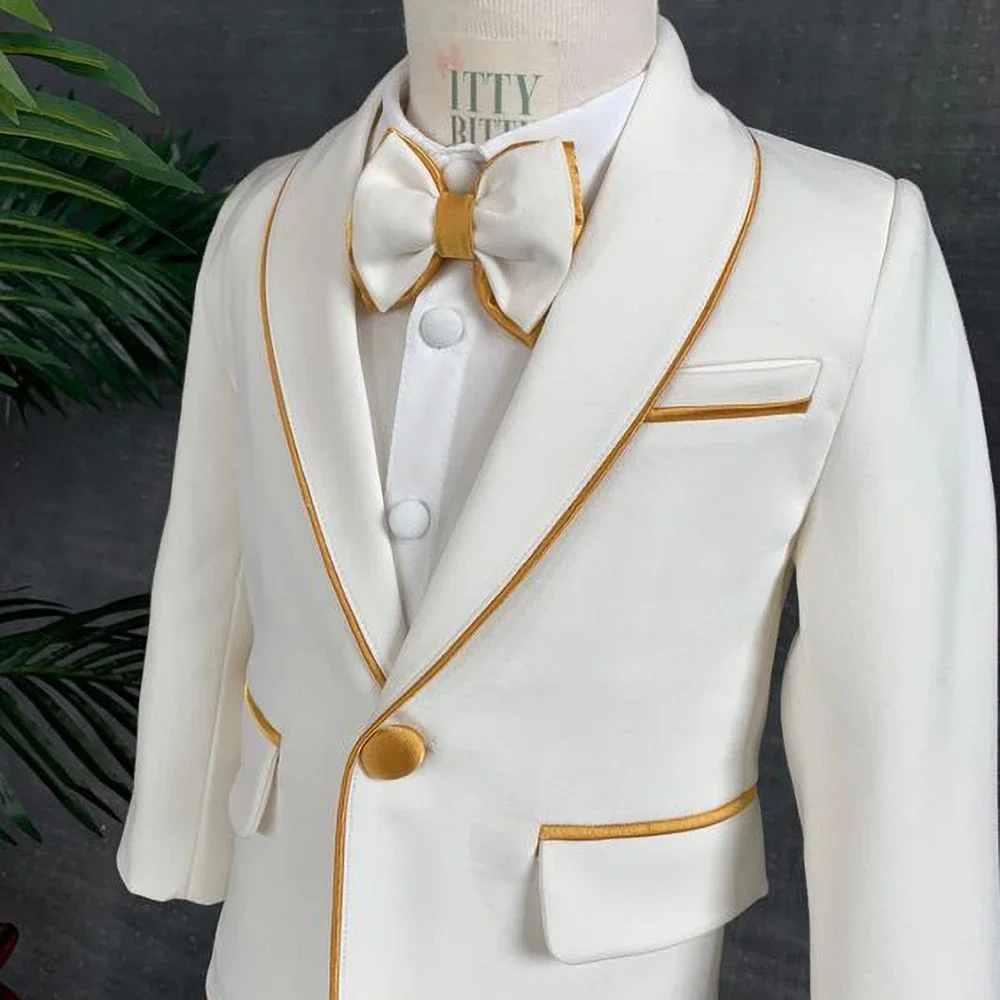 Elegant Suit for Boy Kids England Style Shawl Lapel 2 Piece Blazer Pants Formal Casual Wedding Tuxedo Slim Boy Child Costume