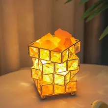 

Crystal Salt Lamps Four-layer Rubik's Cube Crystal Light Natural Himalaya Salt Bedside Night Light Table Home Decor Lamps