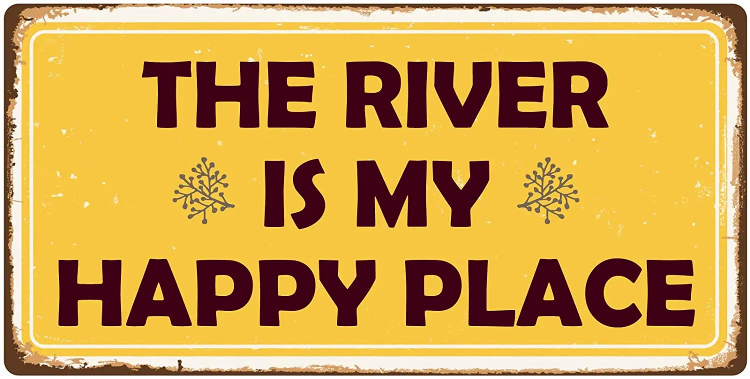 1055HS The River is My Happy Place 5 &quotx10&quot алюминиевый подвесной знак Новинка | Дом и сад
