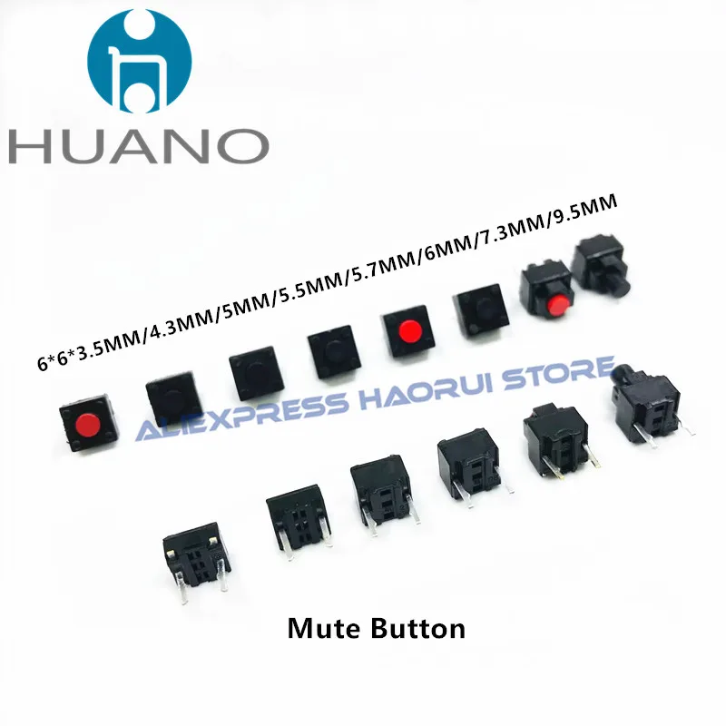 

HUANO Mute Micro Switch 6*6*3.5/4.3/5/5.5/5.7/6/7.3/9.5mm square Silent switch ireless / wired mouse DIP microswitch Tact Button