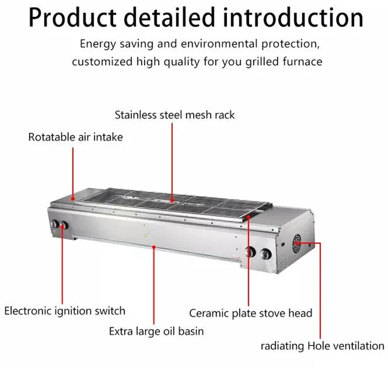 Description Picture 4 of itemCommercial Outdoor Indoor Multifunction Smoke Free Professional Table Top Flat Top Bbq Gas Grill