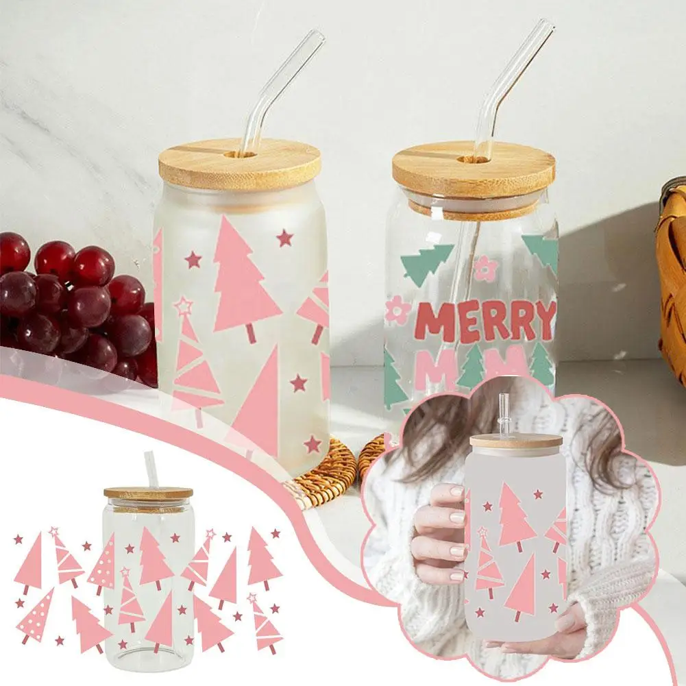 

23cmX11cm Christmas UV Cup With Crystal Label DIY Waterproof For Packaging Glass Bottles Cute Stickers Resistant To High Te B1Z7