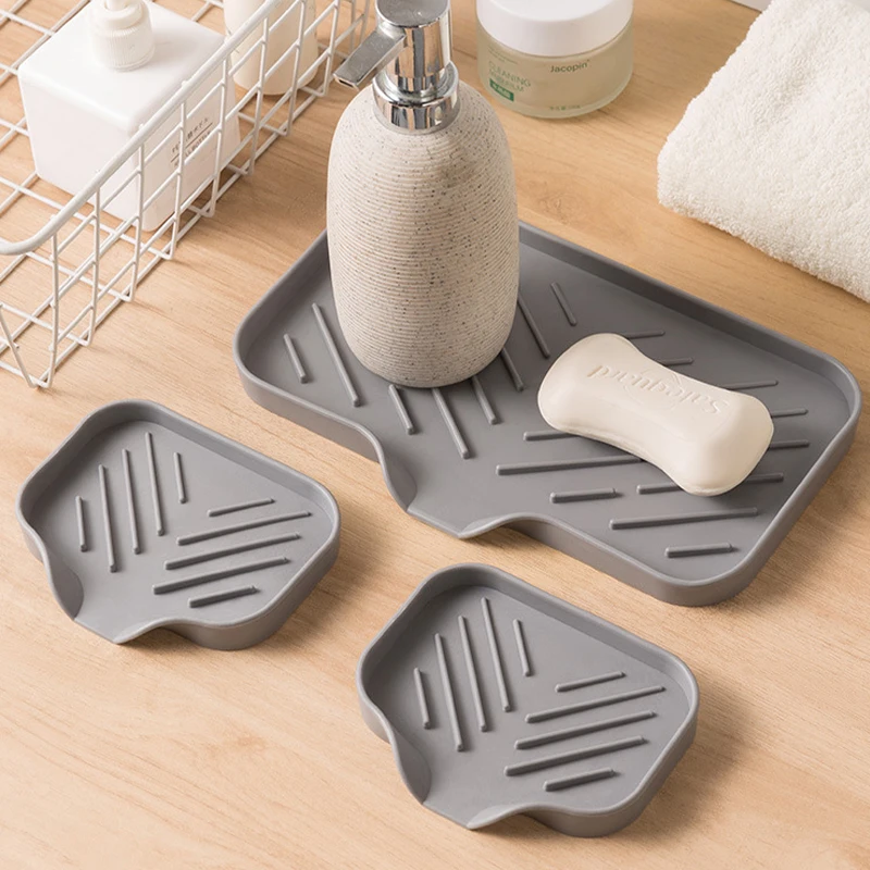 1/2pcs Kitchen Sink Silicone Tray With Drain Soap Sponge Storage Holder Countertop Sink Scrubber Brush Soap Storage Rack 6