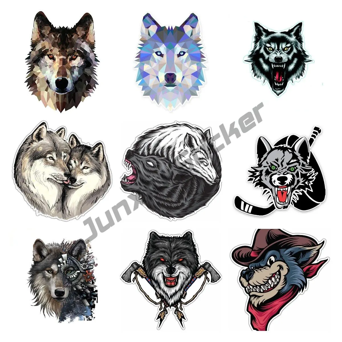 

Smoking Wolf Head Face Bandana Animal Car Window Sticker Bumper Vinyl Head Brown Lone Wolf DIE Cut SUV Window Decal