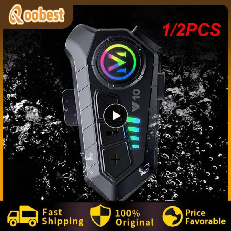 

1/2PCS Kebidumei Y10 Motorcycle Helmet Bluetooth Headset 2000Mah Super Long Standby Wireless Hands-free Waterproof Motorbike