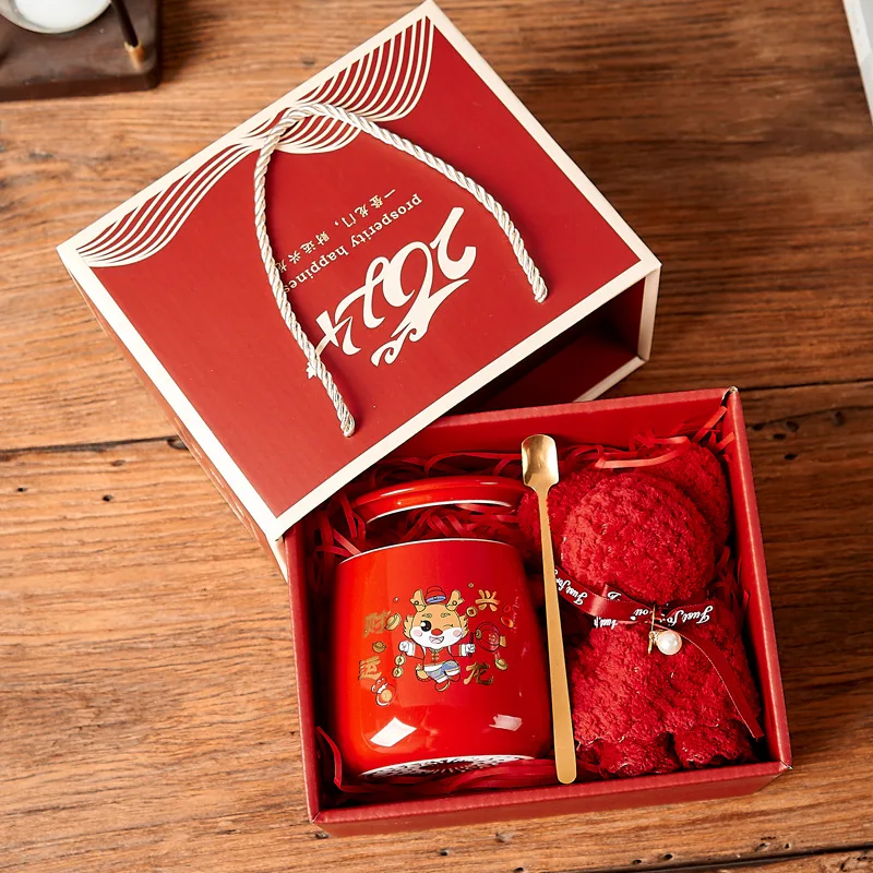 Cup with Hand Gift Set Ceramic Water Cup Opening Small Gift with Hand Mark Box High Appearance