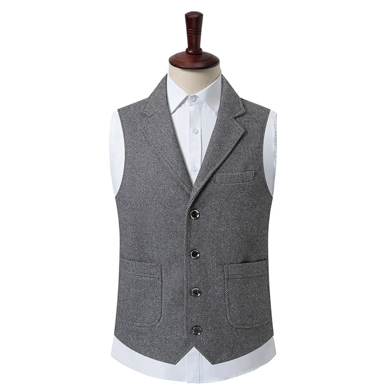 Casual Mens Brown Vest Silver Slim Fit V Neck Tuxedos School Party