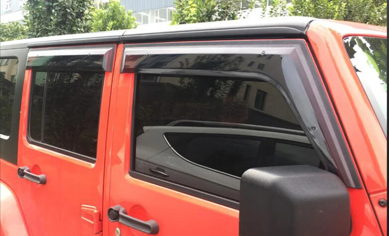 Car Accessories Plastic Exterior Visor Vent Shades Window Sun Rain Guard Deflector 4pcs For Jeep Wrangler JK 2007 -