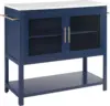 Kitchen Island, Microwave Stand, Coffee Bar with Storage Shelves, Towel Bars, Navy 1