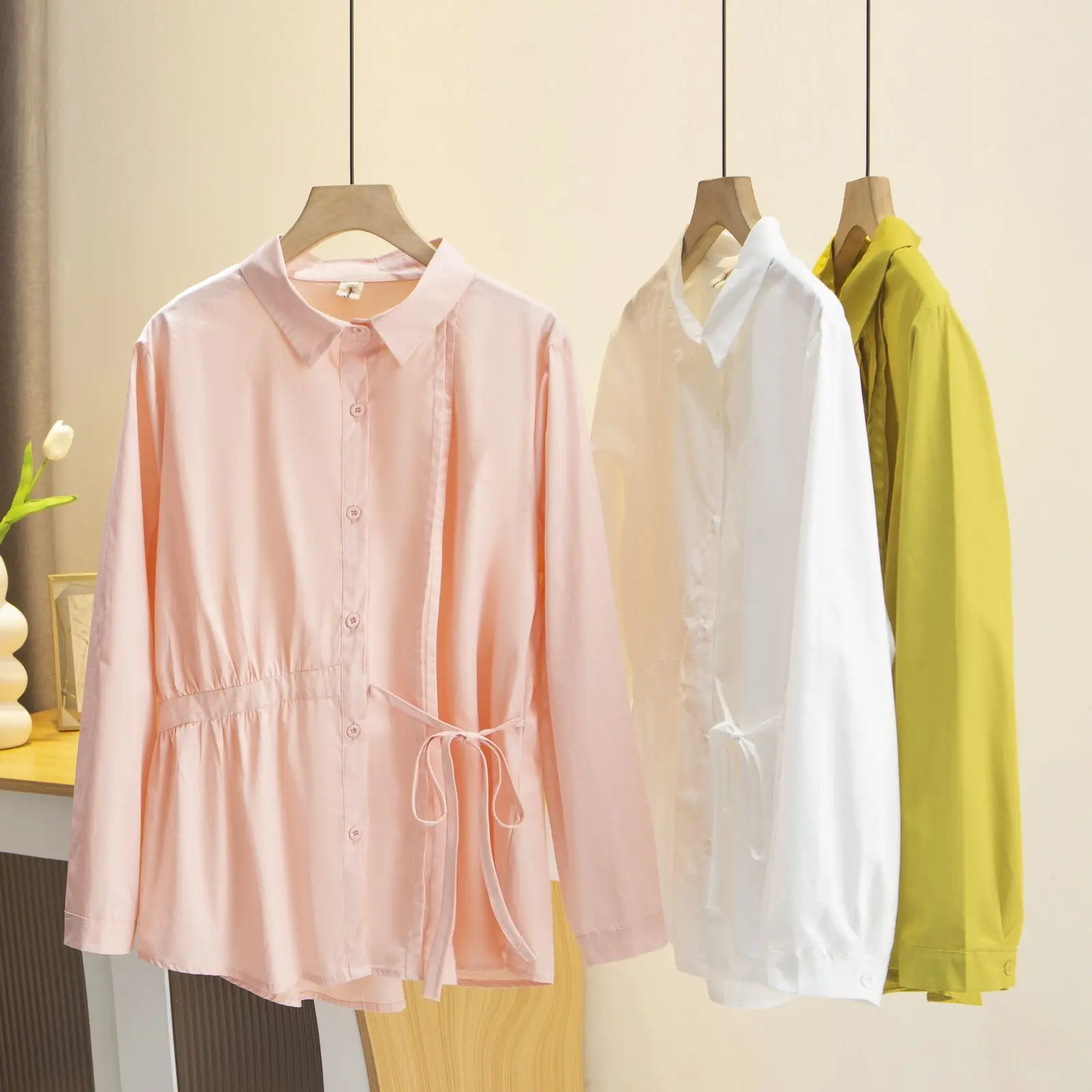 بلوزة طويلة الأكمام من القطن