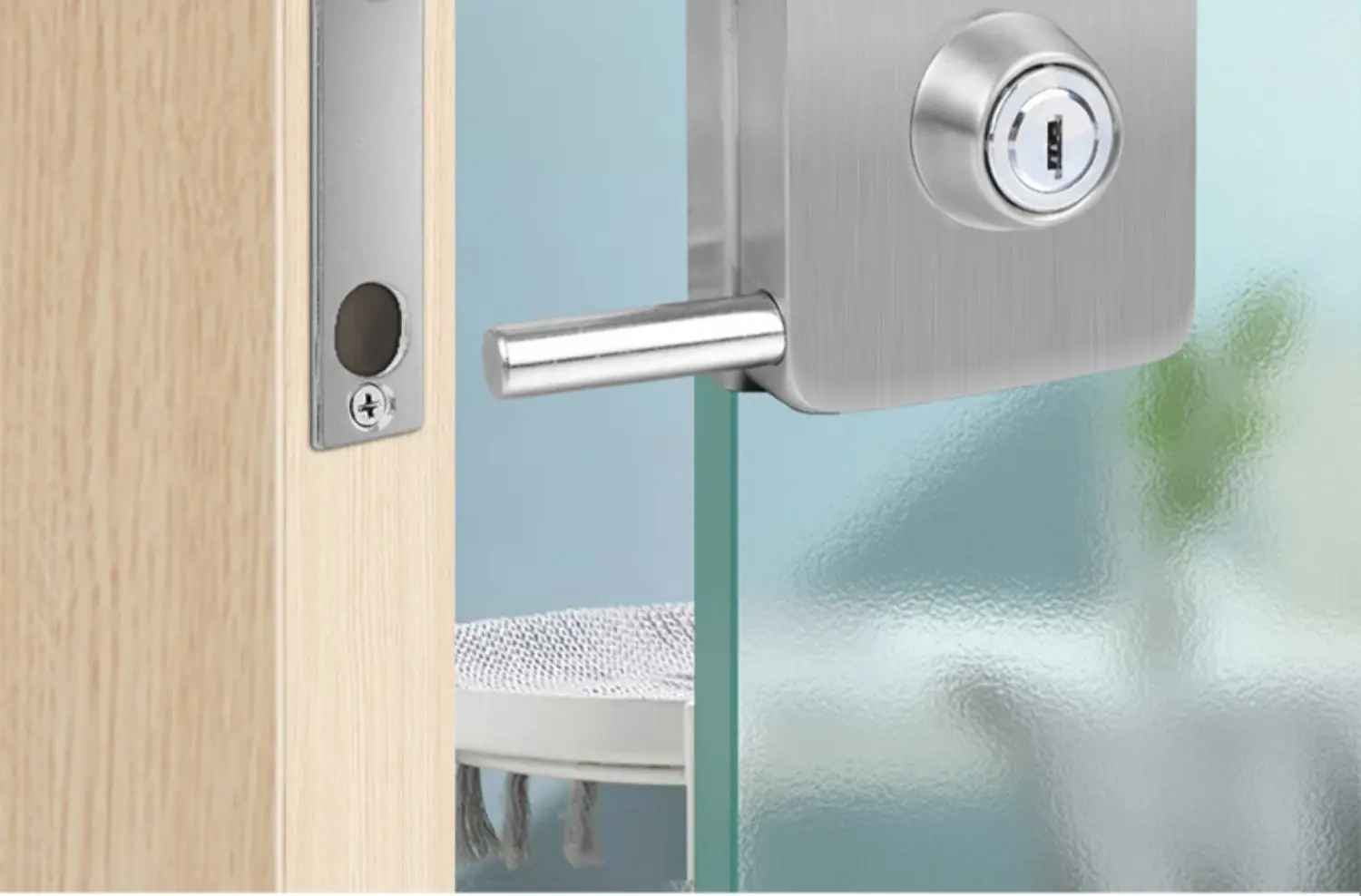 No-Drill 304 Stainless Steel Glass Door Lock Single/Double Door for Tempered Sli
