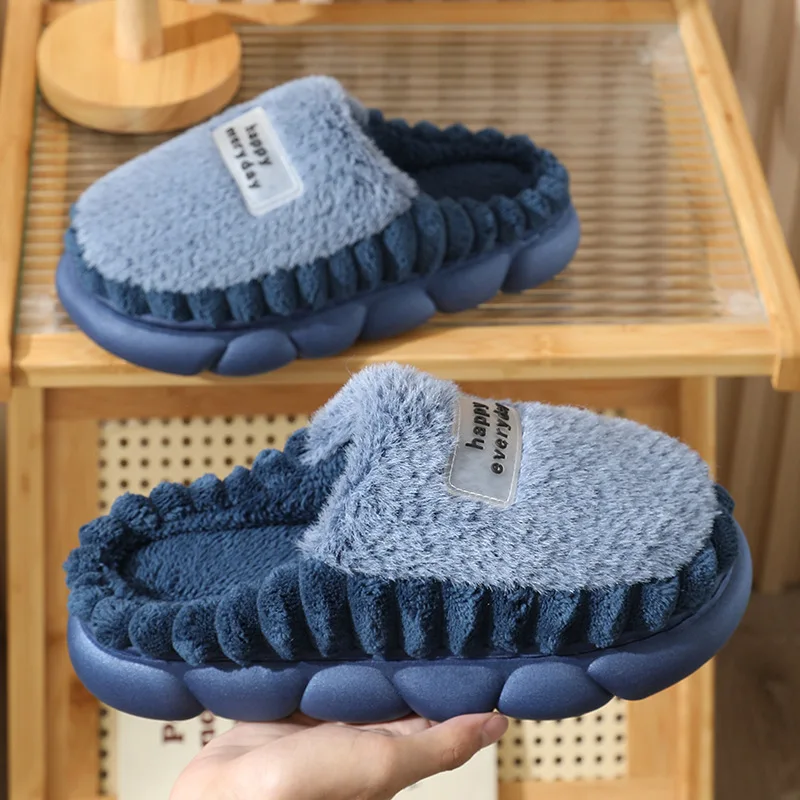 Home Slippers Men Big Size46/47 Plush Winter Warm Soft Slippers Male  Indoor Slippers Fashion Trend House Floor Shoe home slippers winter warm men women plush indoor slippers golden baroque warm soft shoes home footwear autumn winter 2023