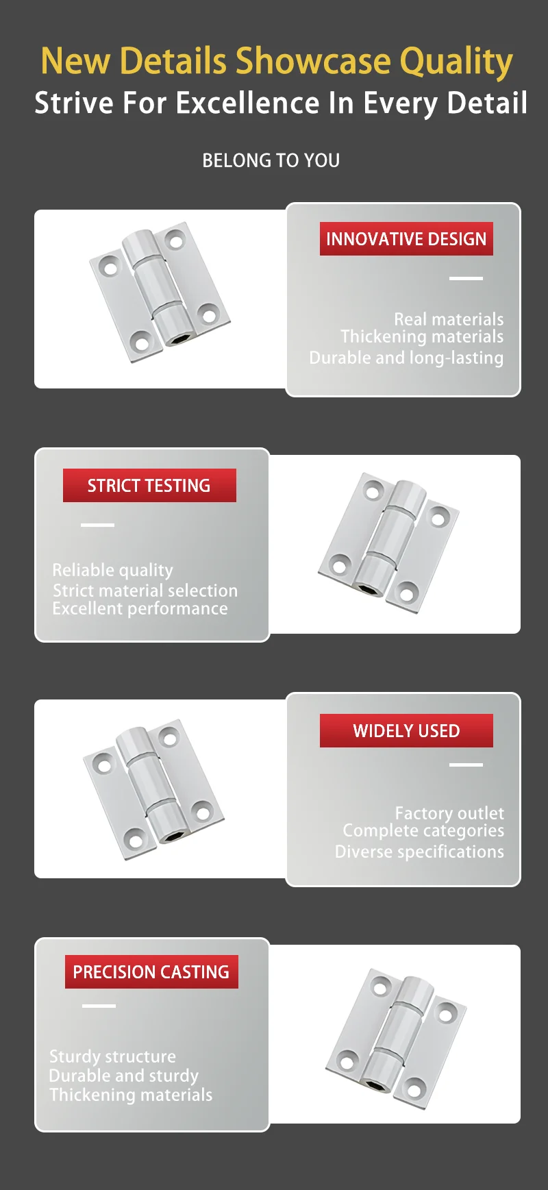 Description Picture 5 of itemCommercial Activity Machinery Box Equipment Can Stop At Will Aluminum Alloy Silver Torque Damping Hinge