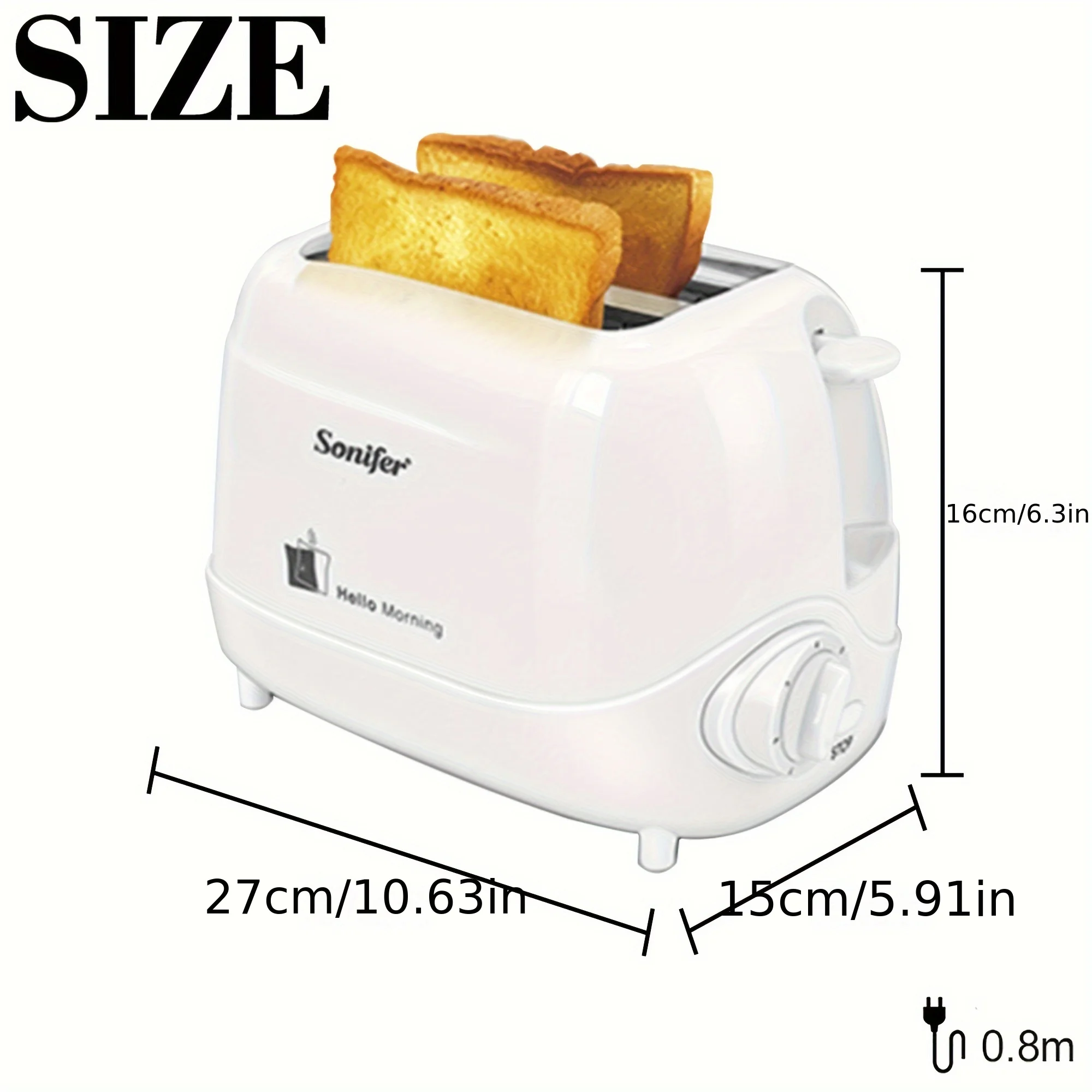 1Pcs Plug Type Sonifer Toaster Sf-6006 2 Pieces Cool Touch Toaster Variable Digital Brown Control with Stop Function Medium Cycle Automatic Pop-Up and Automatic Sliding Debris Tray Clean and Clean 2