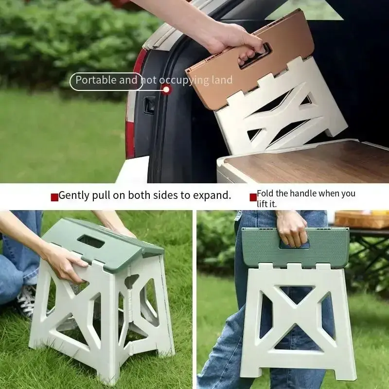 Folding stool Stool with Handle Lightweight Plastic Foldable Step Stool Home Outdoor Fishing Chair Simple-slip Convenient and Easy To Carry