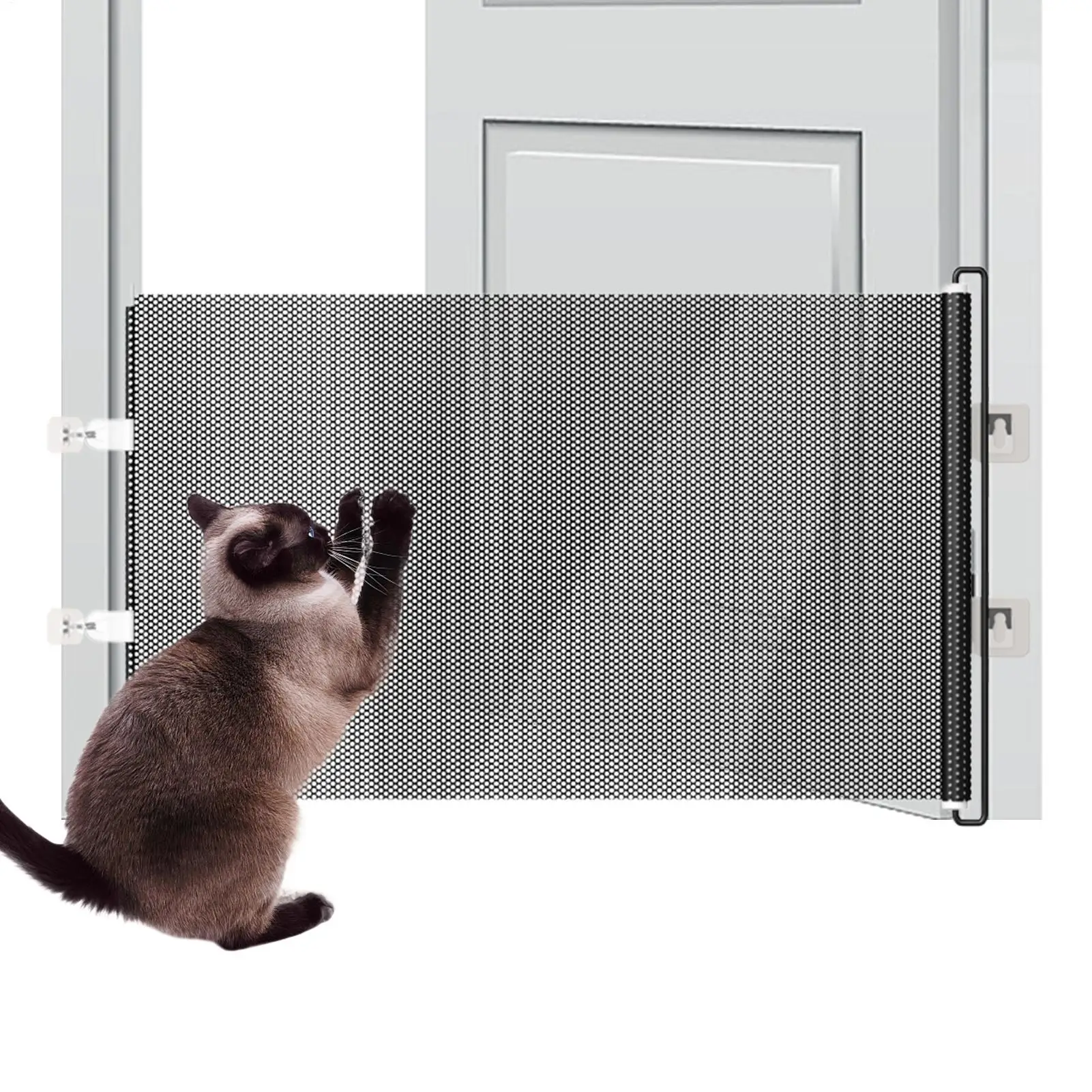 new Retractable Pet Safety Gate Wide, Indoor Mesh Fence for Dogs & kitten, Mounting Accessories Included for Doors & Hallways