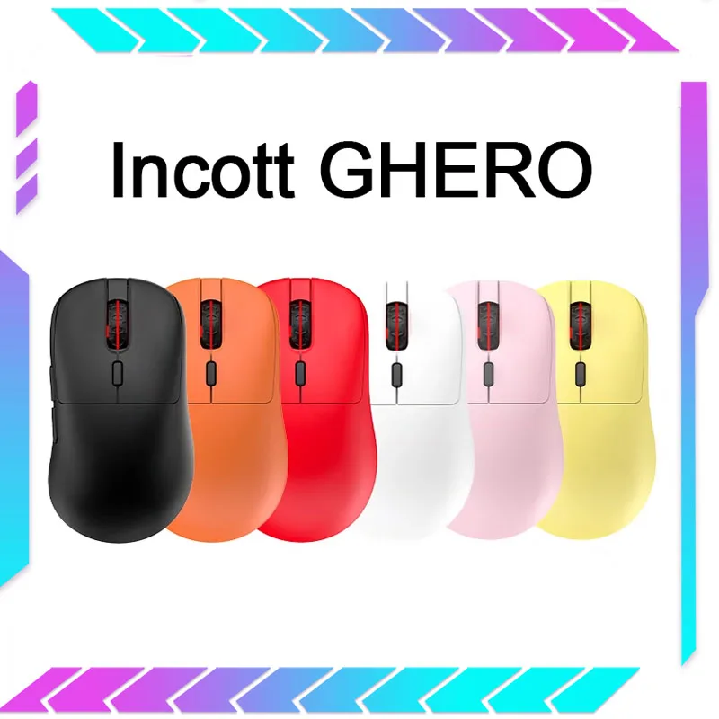 

Беспроводная мышь Incott Ghero, Двухрежимная игровая мышь Rgb Paw3395 с низкой задержкой, эргономичный ПК, офисные подарки