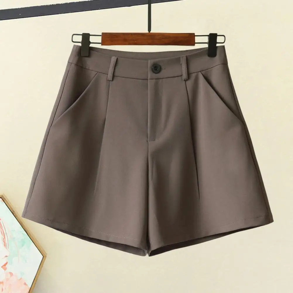 

Women A-line Shorts Elegant High Waist Women's Suit Shorts with Pockets A-line Style Button Closure Formal Ol Commute for Summer