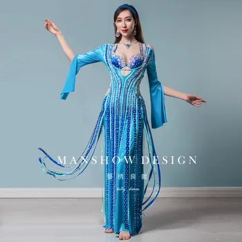 Customized Belly Dance Costumes BALADI Robe Performance Costume Oriental Dance Dress Folk Custom Multi Use 4 Piece Set