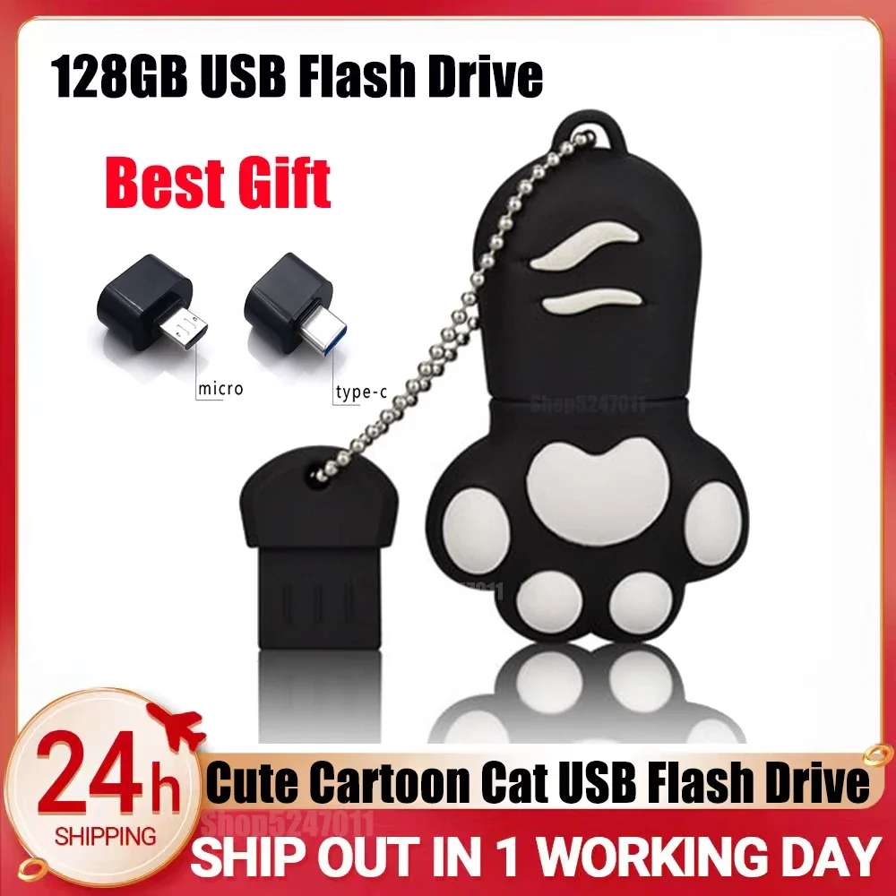

OTG USB флеш-накопитель в виде мультяшного кота, 128 ГБ, 256 ГБ, 512 ГБ, 1 ТБ, флешка, высокоскоростной накопитель USB 3,0, карта памяти, U-диск