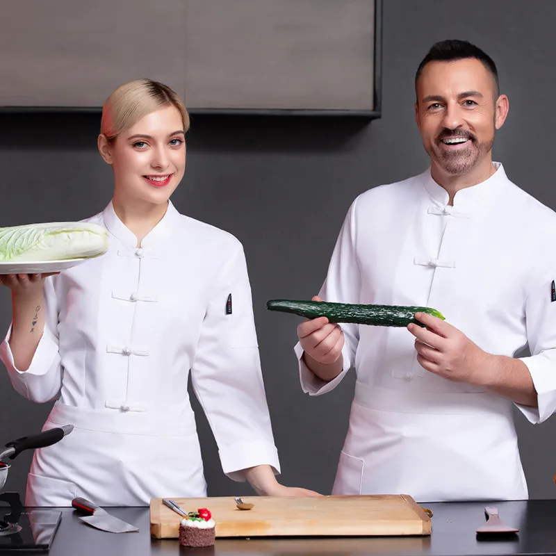 C317 Unisex Long Sleeve Master Cook Work Uniforms Restaurant Hotel Waiter Coat Kitchen Workwear Clothing Food Service Chef Tops
