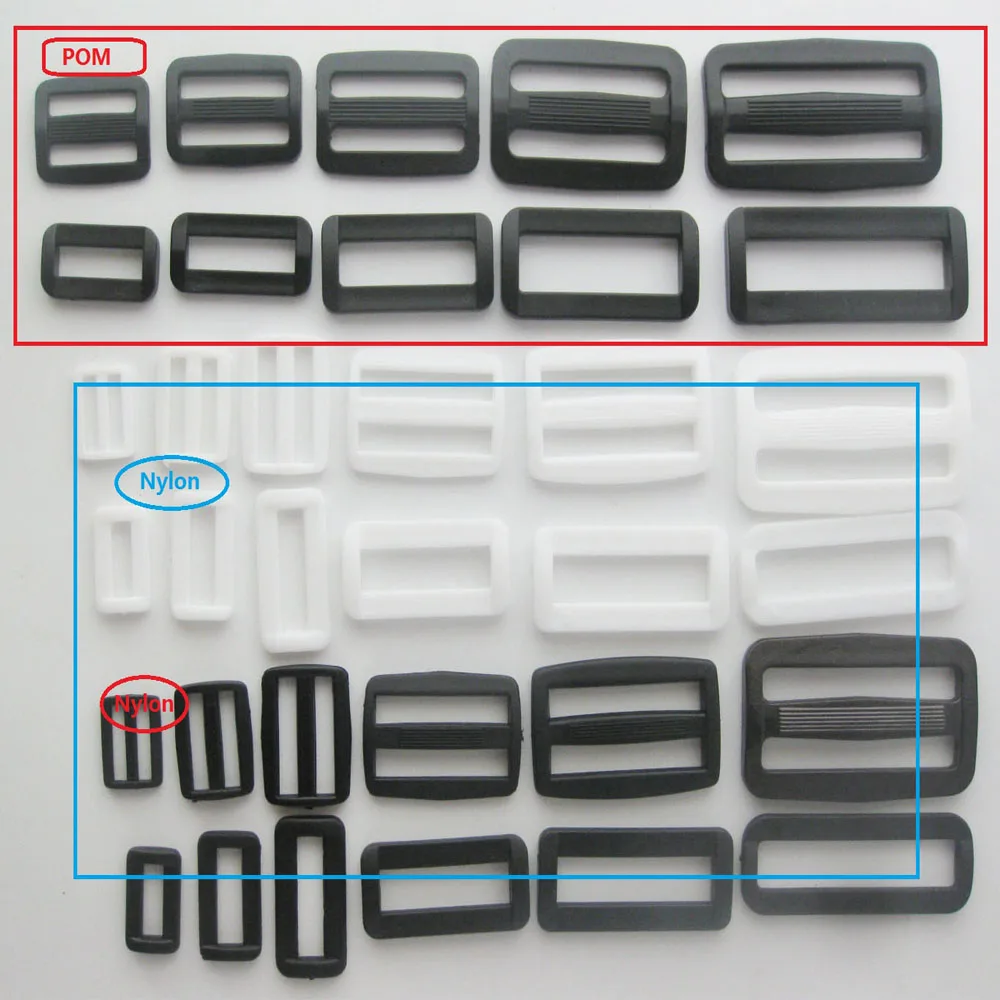 NBNNKL 10Pcs  Adjustable Plastic Buttons Buckles For Bag Webbing 15mm-50mm DIY Home Sewing Supplies