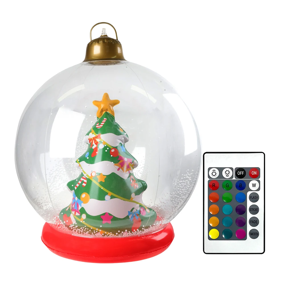 thumbnail image 1 of Bola navideña inflable de 60 cm con luz, decoraciones navideñas para exteriores, bolas navideñas gigantes con control remoto, decoración de ambiente festivo, 1 of 5