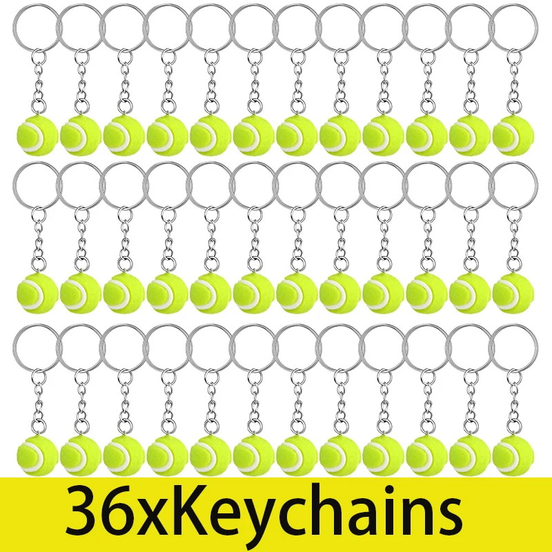 36Pcs Borsa Da Tennis Decor Collezioni Speciali Ciondolo Da Tennis Vivid Lovely Mini Sport Ball Tennis Portachiavi